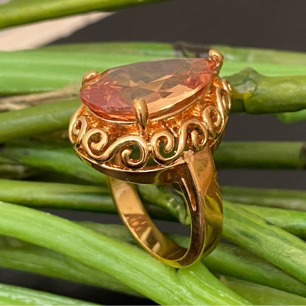 Unsigned Orange Cz Stone Teardrop Statement Fashi… - image 7